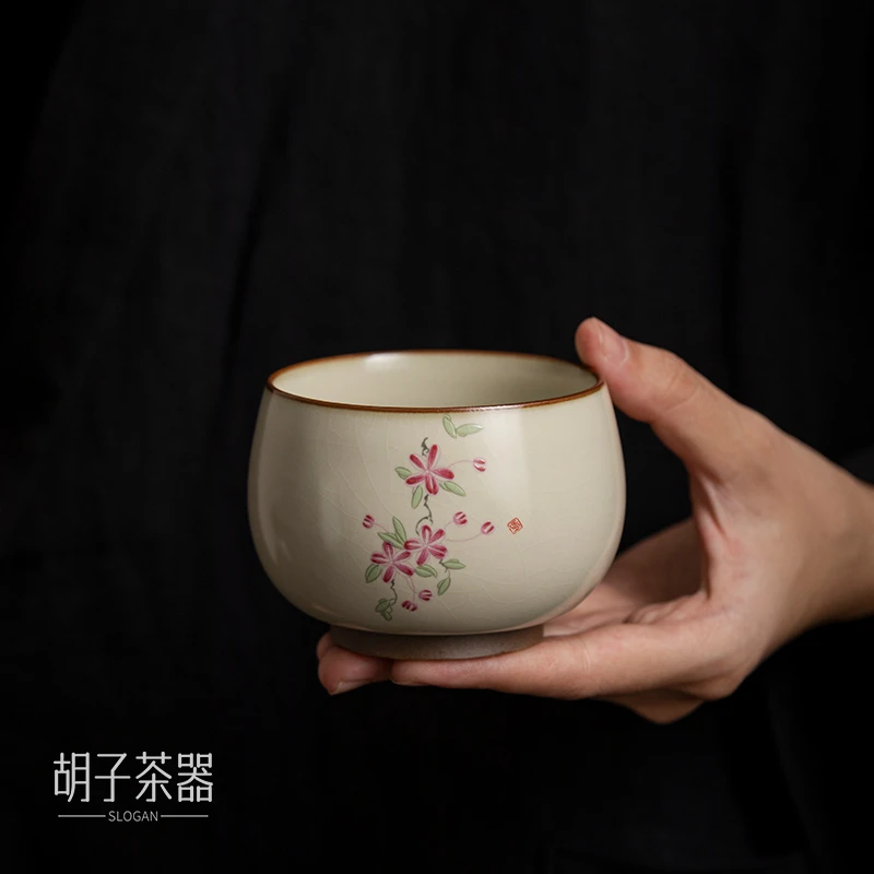 国宝窑茶壶周艺林大师汝窑山花主人杯  2556
