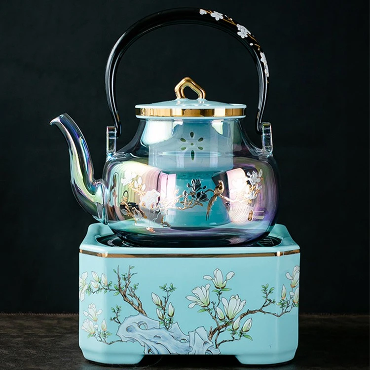 胡子 电陶炉套装提梁壶煮茶器家用耐热玻璃蒸茶壶功夫泡茶炉 3926