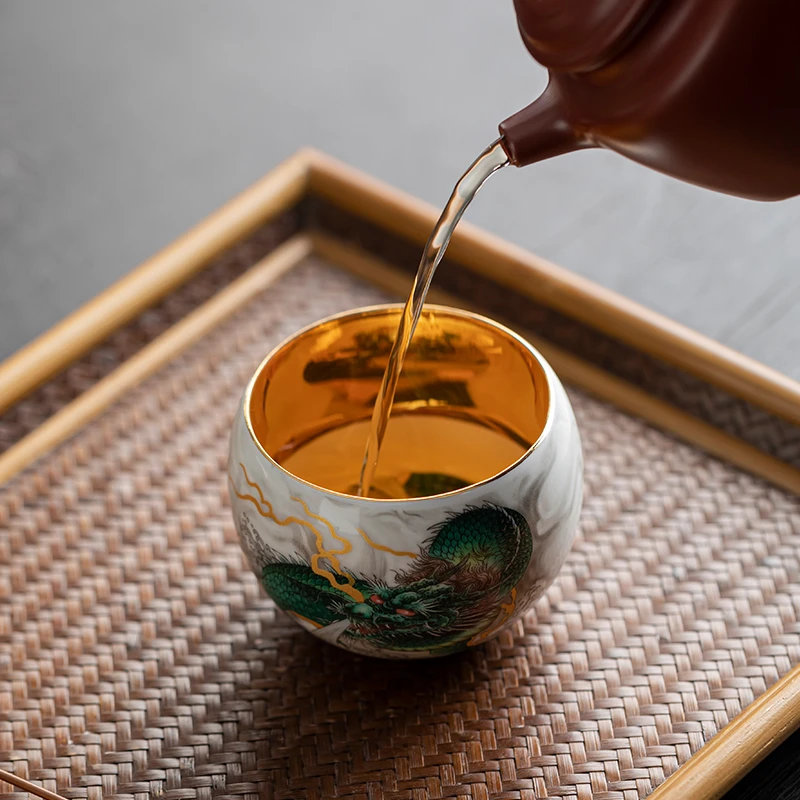 周鸿杰手作青龙鎏金龙蛋主人杯 2636