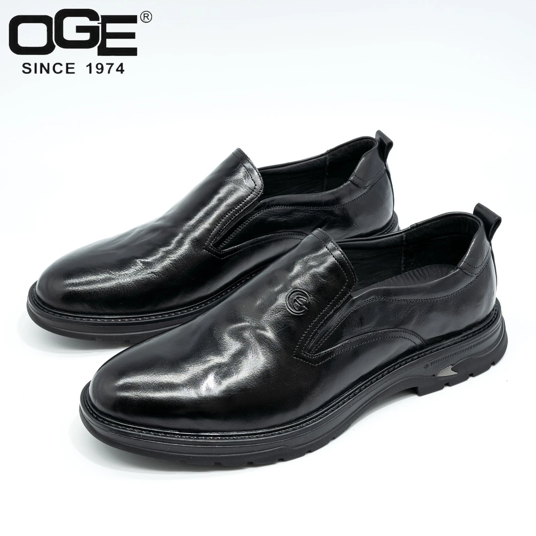 欧歌男鞋2024春秋季英伦商务正装透气真皮鞋手抓纹时尚通勤皮鞋