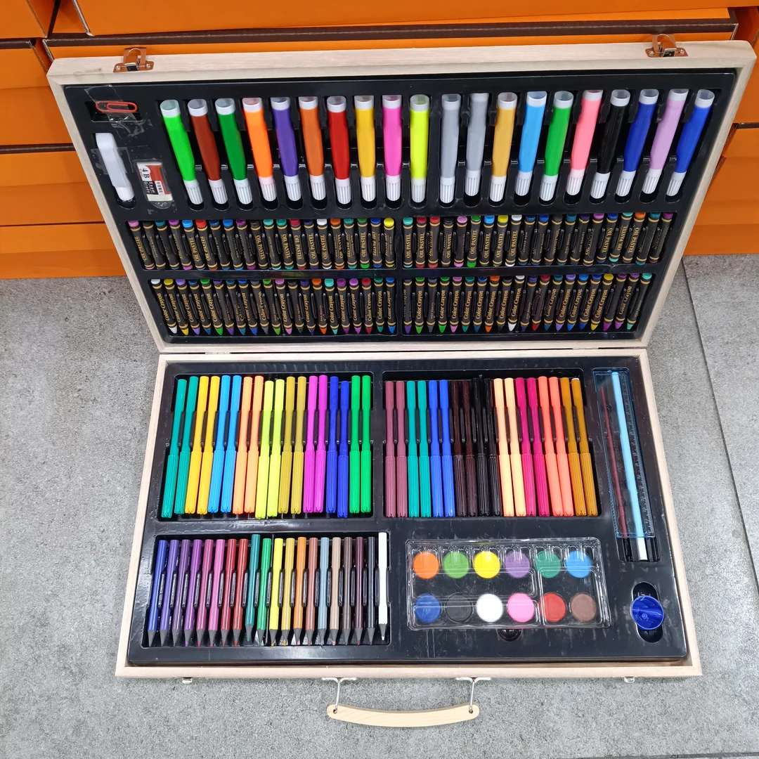 180只木盒画笔绘画套装 六一儿童节开学季美术蜡笔学生水彩笔