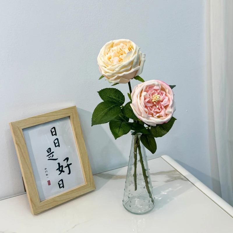 奥斯丁手感保湿玫瑰高仿真玫瑰高仿真花束客厅餐桌面软装饰假花艺