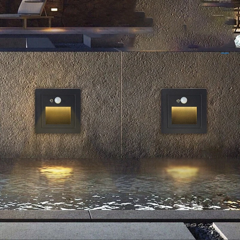 防水地脚灯户外楼梯台阶灯别墅酒店走廊人体感应墙角灯嵌入式夜灯
