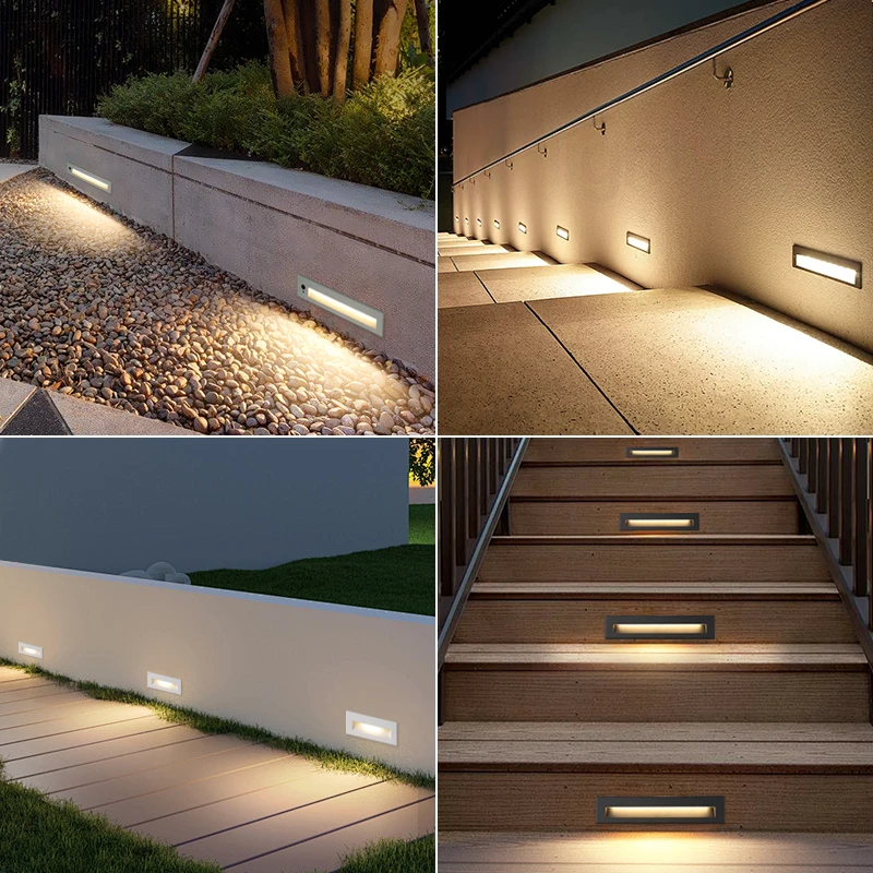 LED防水地脚灯庭院台阶上过道楼梯小夜灯露台内嵌人体感应踢脚灯