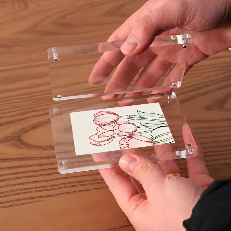 亚克力双面透明相框摆台磁吸拍立得水晶照片5 6 7寸8六创意小摆件