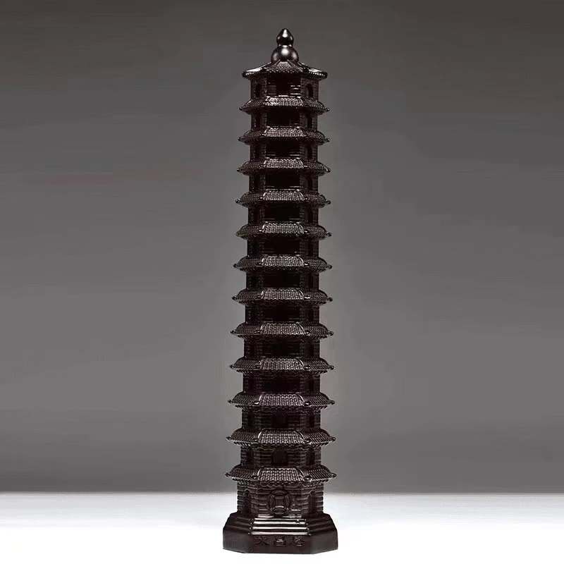 紫光檀木雕13层文昌塔摆件