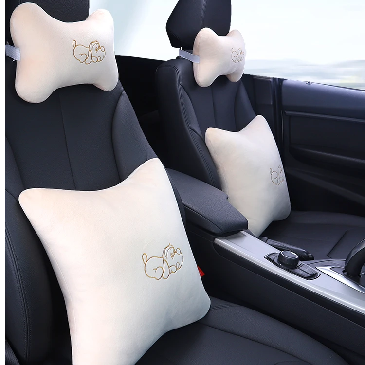 icaroom/爱车屋【泥巴骨车载颈椎】汽车腰靠头枕慢回弹通用耐磨耐造