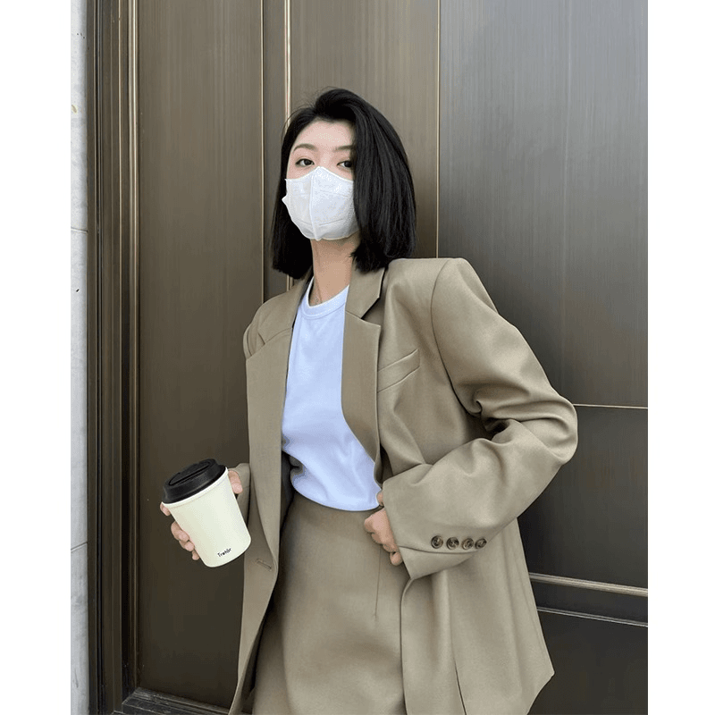 气质高级感西装套装女宽松显瘦美拉德穿搭休闲西服外套短裙两件套