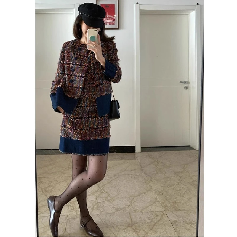 小香风时尚套装女2024秋新款设计感小众高定名媛外套连衣裙两件套