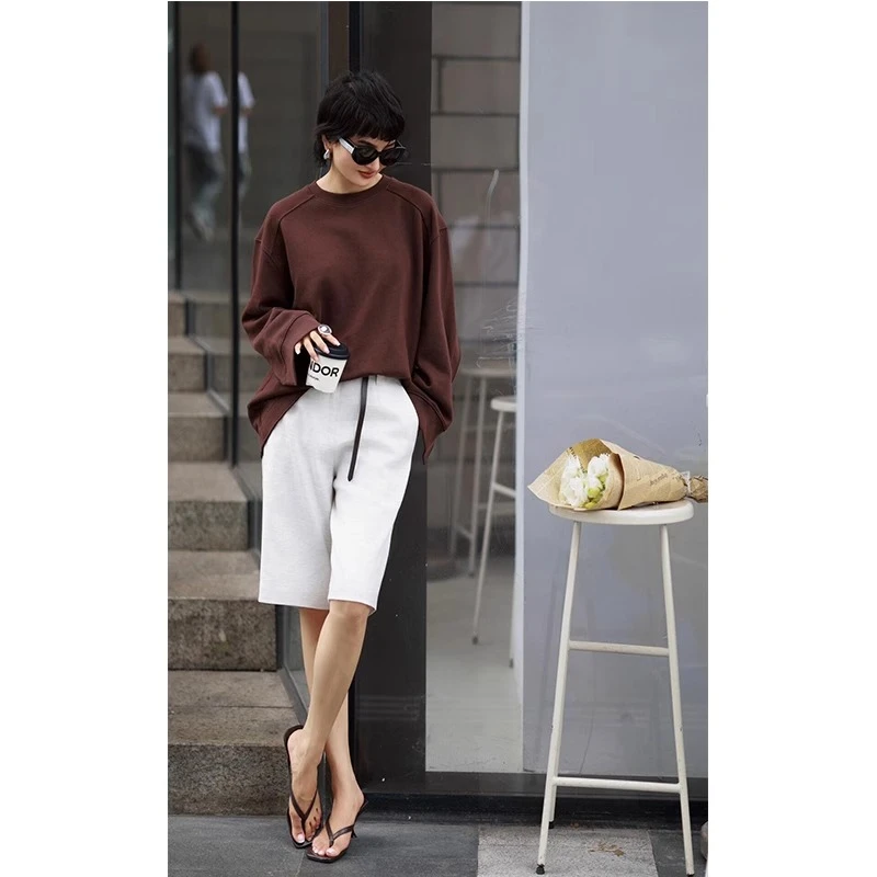 港味早秋复古卫衣女欧货高级感简约百搭宽松时尚圆领chic套头上衣