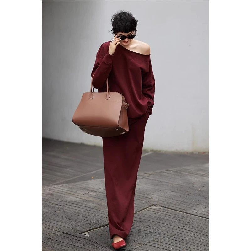 秋季轻奢卫衣运动套装裙女高端慵懒松弛安可拉红上衣半身裙两件套