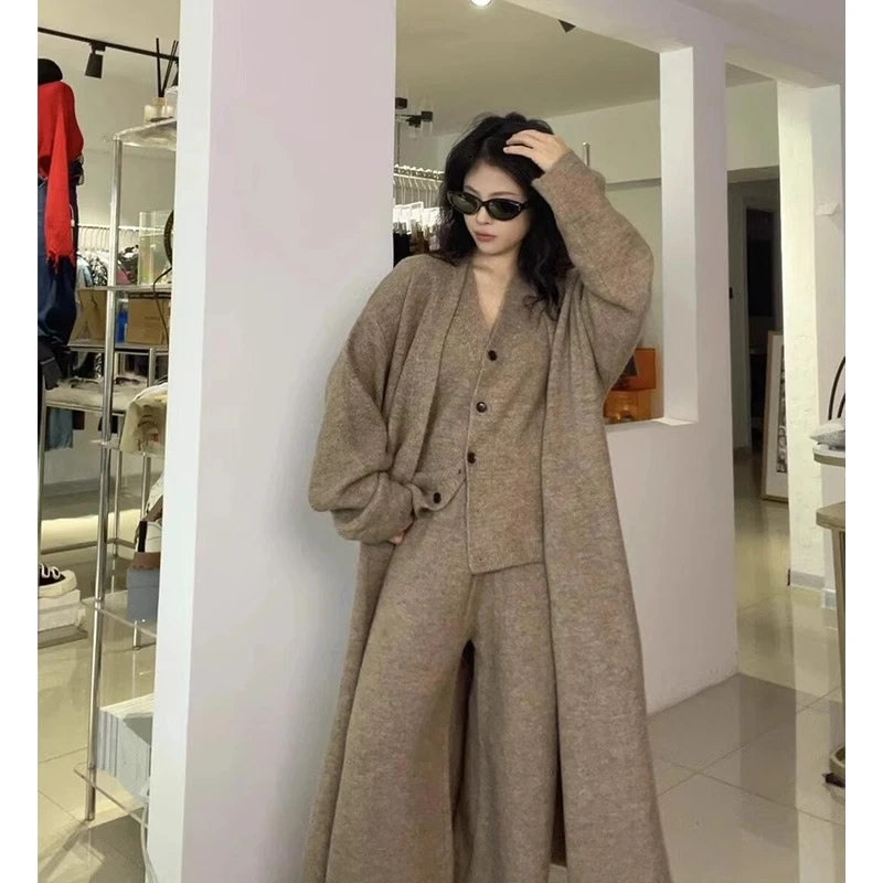 初冬女装高级感针织套装女慵懒感老钱风复古极简气质超好看三件套