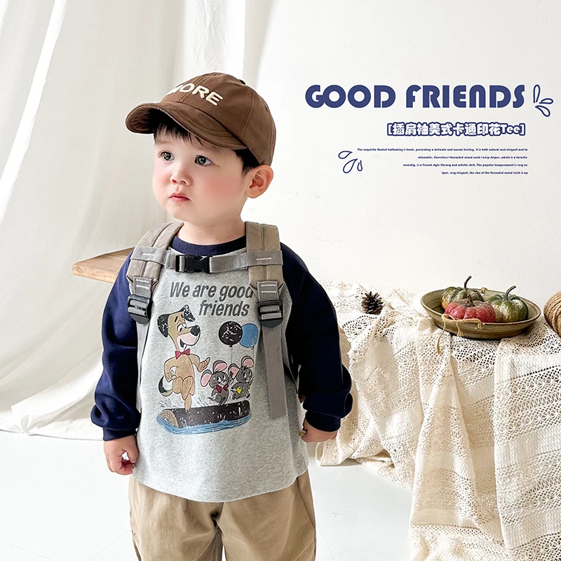 【苏桃绒】阿小轩童装2025秋季新款儿童小狗狗印花圆领卫衣