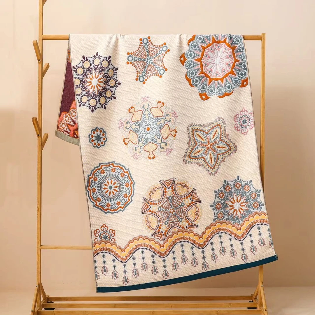 【米色冰梦】80*160纯棉纱布多层浴巾大尺寸透气加大好看多功能