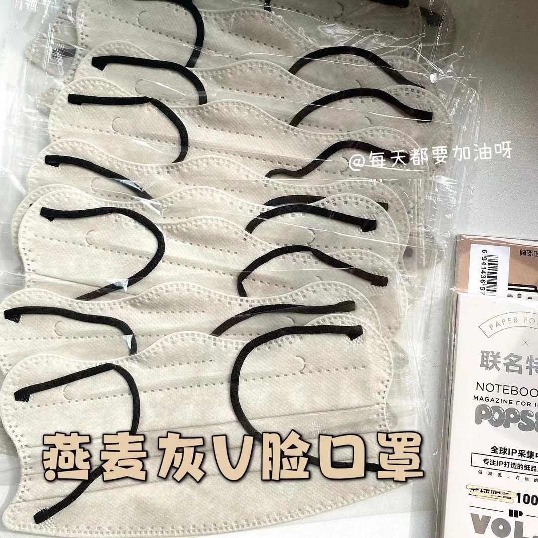 网红超洋气护眼角口罩高颜值浅灰色学生简约一次性透气三层防护