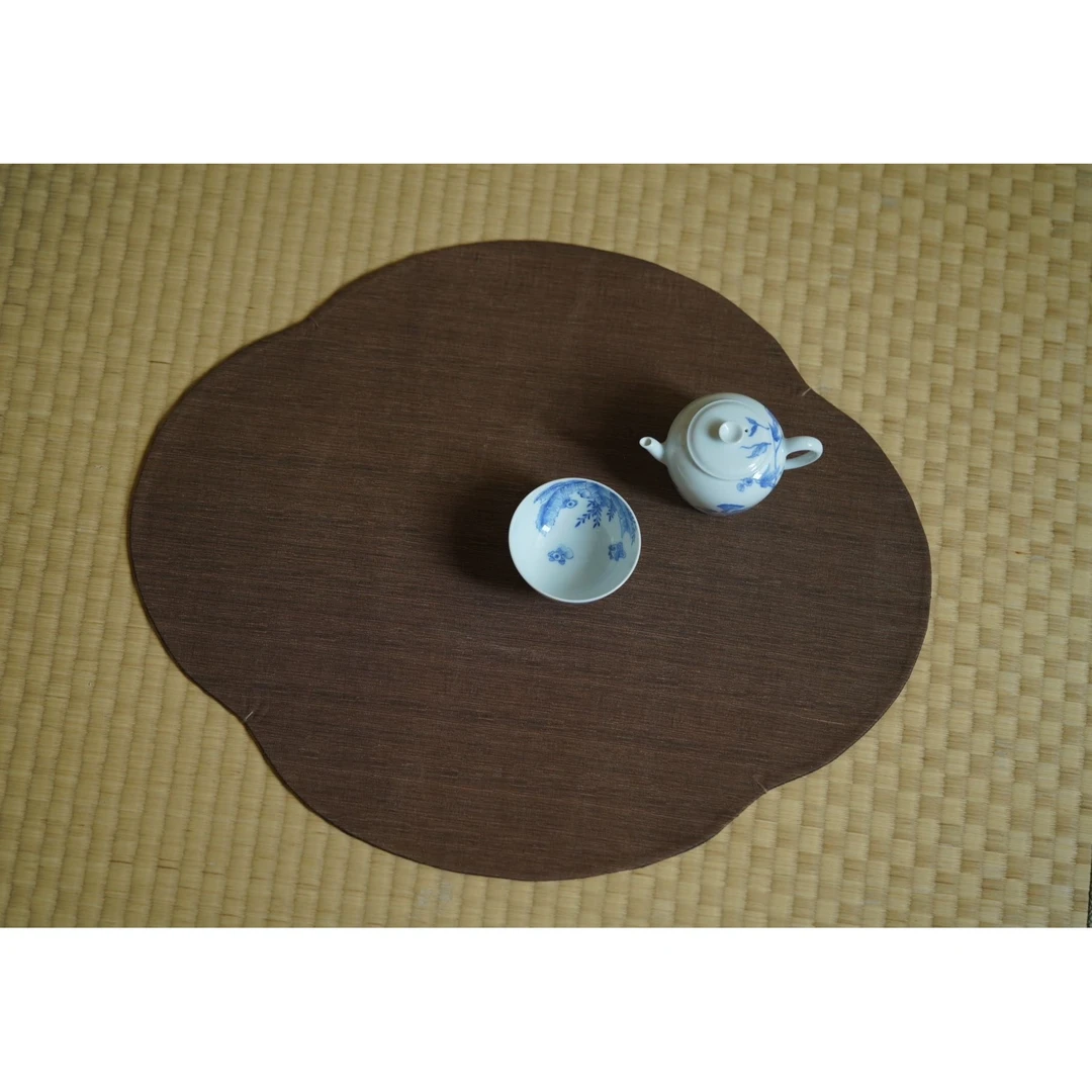 观云拟古-海棠茶席-香云纱 高档手工中式干泡茶席茶桌垫壶垫家用