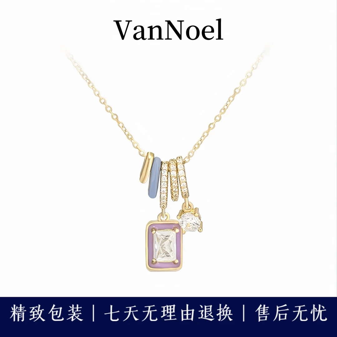 铜合金合成锆石项链 麦芽糖彩色珐琅精致轻奢时尚百搭锁骨链2039