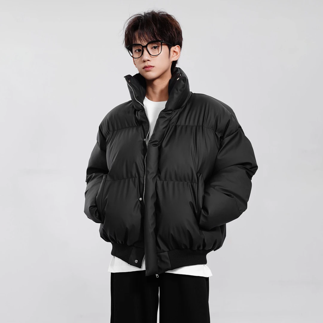 【PU棉服】男款宽松冬季纯色加厚美式潮牌面包服棉服