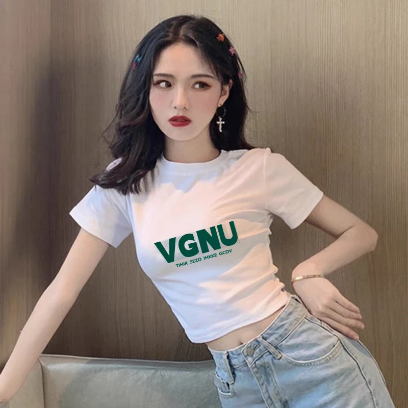 白色小高领短款上衣女短袖夏季2024新款紧身露脐高腰性感美背t恤