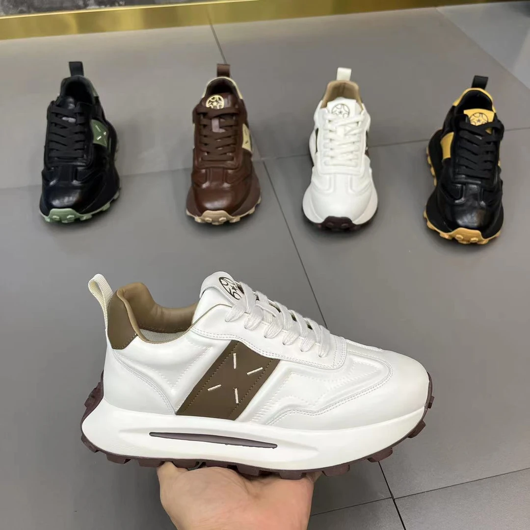 2023冬季新款男鞋皮面低帮厚底运动休闲鞋舒适百搭加绒保暖棉鞋