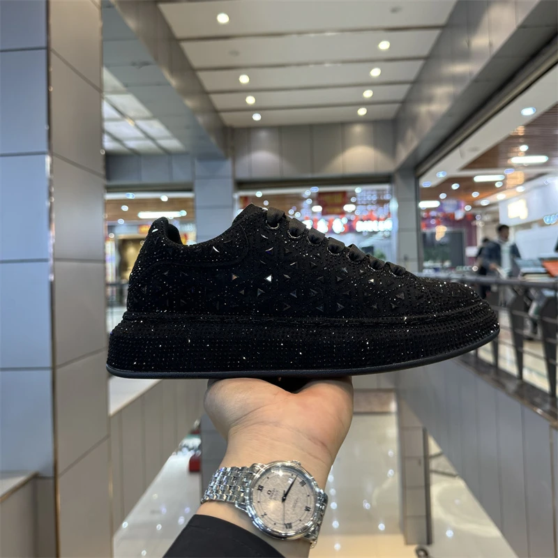 JK699【标准码】夏季新款布面带水钻时尚休闲百搭低帮满钻男款潮鞋