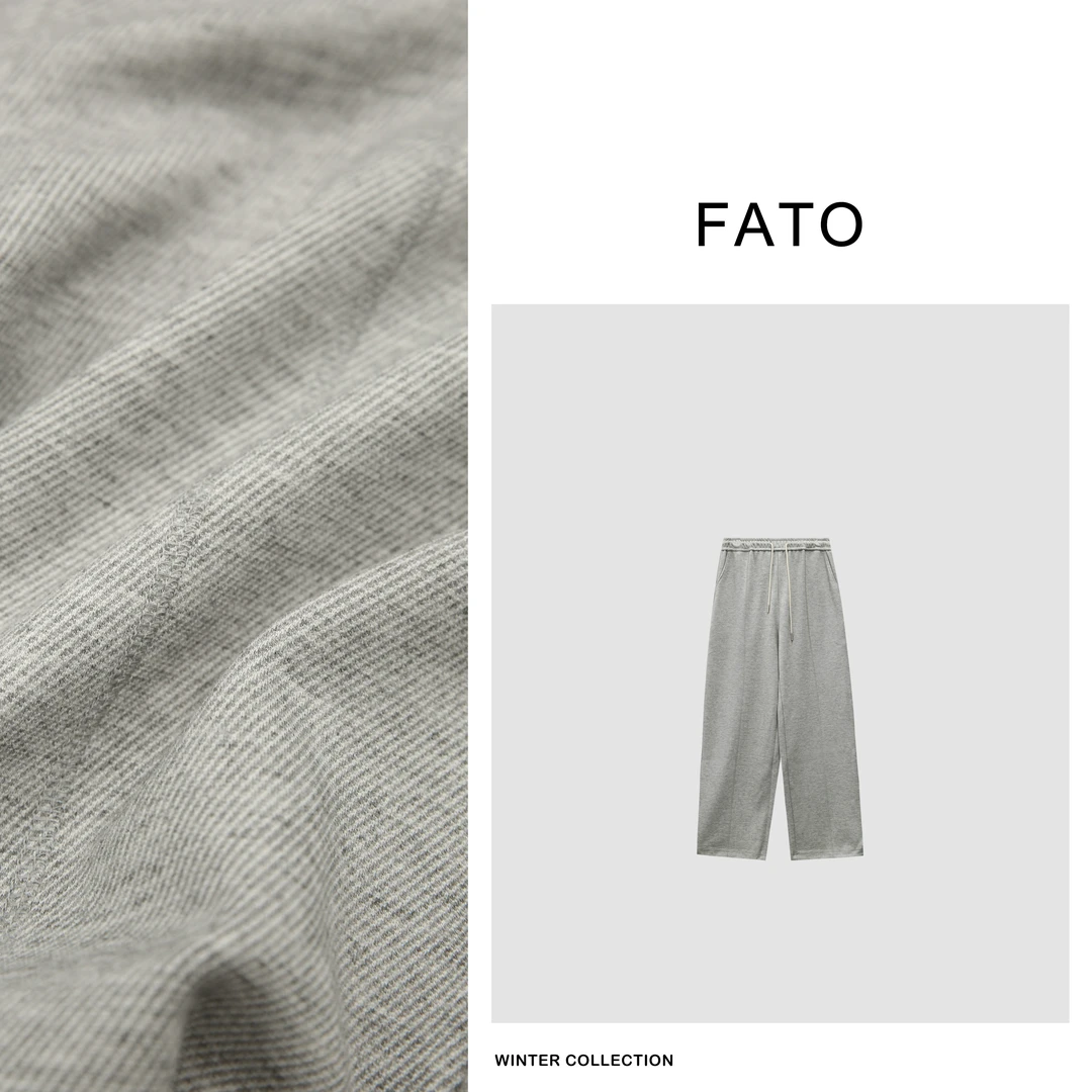 【郑买买】晨漫 秋冬老钱风宽松阔腿束脚抽绳运动休闲裤 YZ40904K1