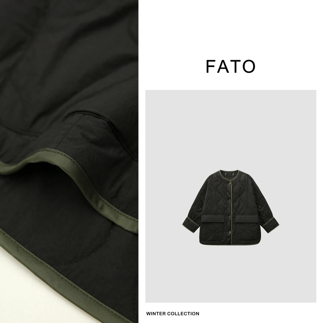 【郑买买】橄榄枝 秋冬款形格绗缝宽松保暖中性风棉服 YZ41019M1