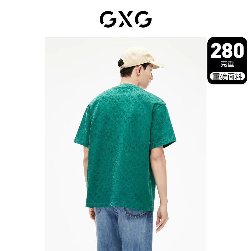 GXG男装 多色满印圆领短袖T恤休闲 2023年夏季新品#GED14416552