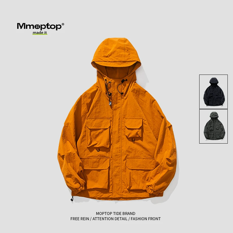 MMOPTOP高能感美式冲锋衣春秋男士户外运动休闲连帽外套秋季夹克