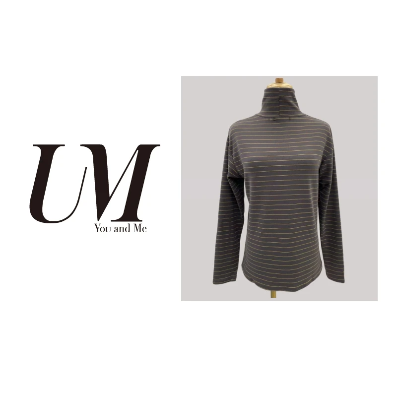 【U.M】软绵绵条纹立领打底长袖时尚百搭微宽松