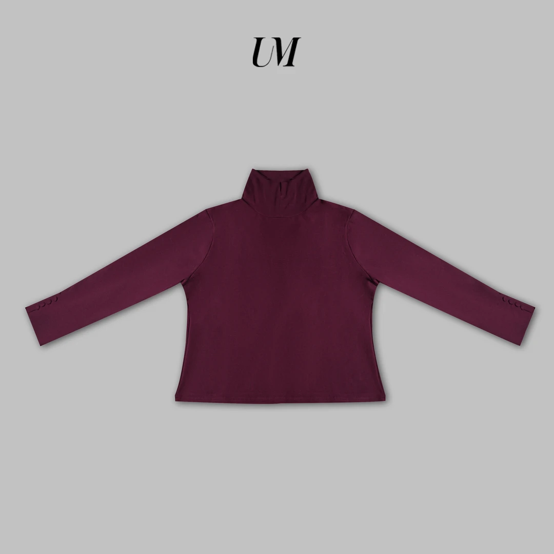 【U.M】小精致纯色袖扣小翻领保暖衫打底衫