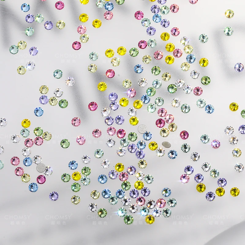瑶瑶美甲钻饰品华子平底圆形2058混色F 多尺寸可选新色爆闪