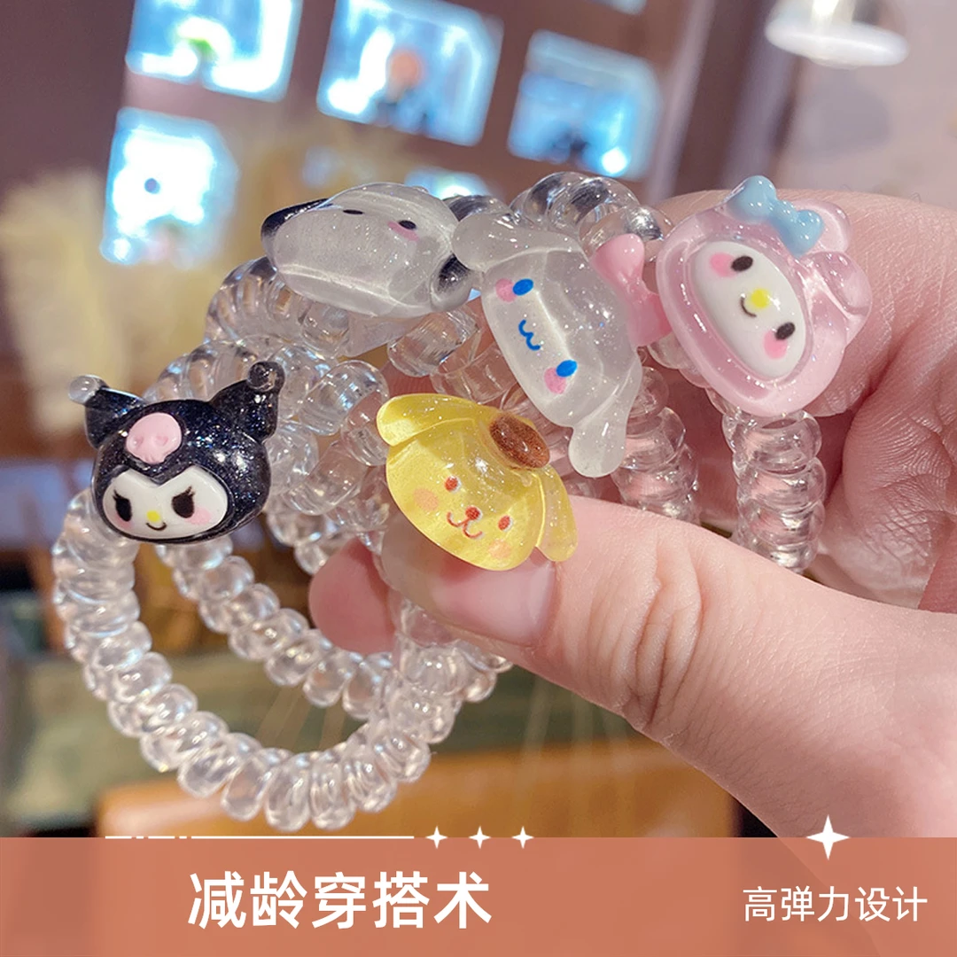 新款三丽鸥电话线高弹力发圈儿童扎马尾云朵发绳义乌摆摊小饰品女