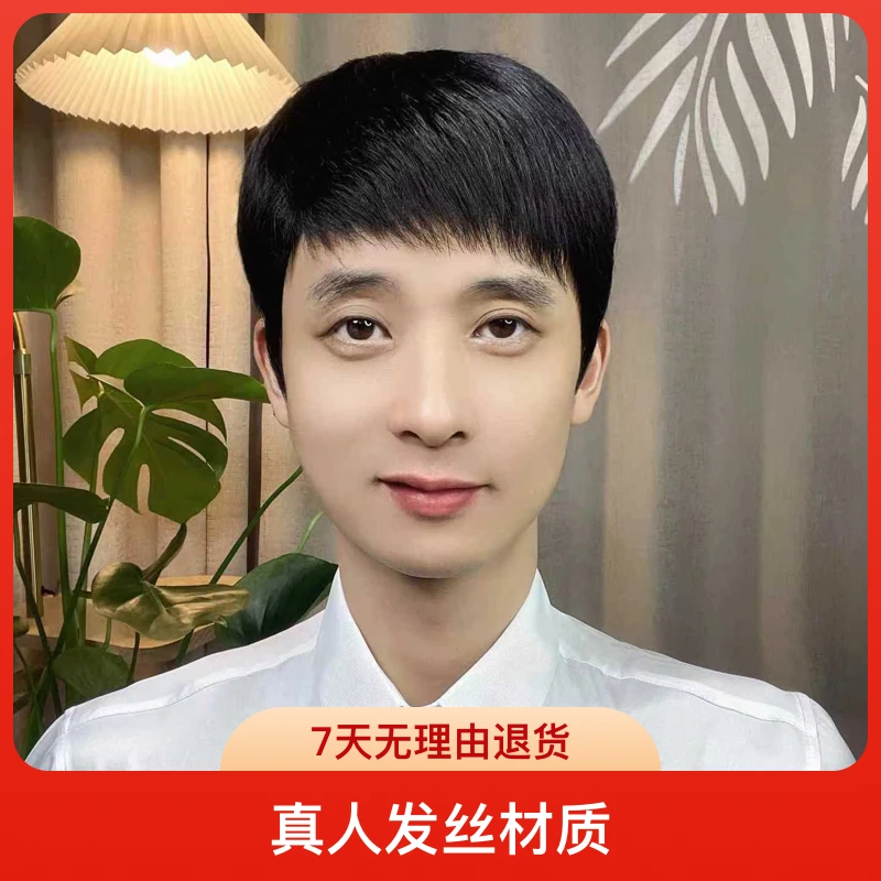 【夏季专属-自然毛寸】镂空网假发男短发全头套中老年男士全真人发