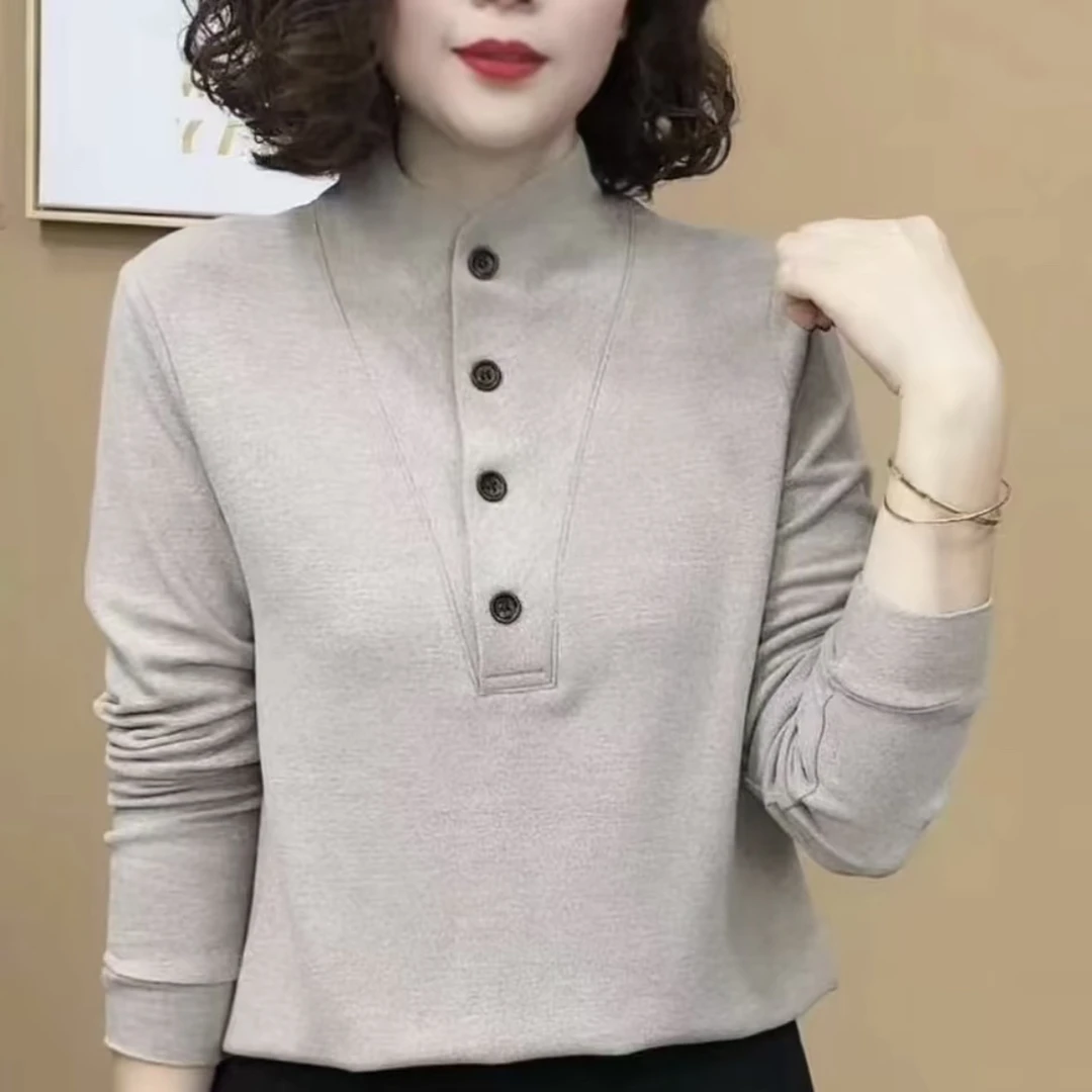 秋冬新款时尚洋气百搭半高领长袖修身气质显瘦打底衫