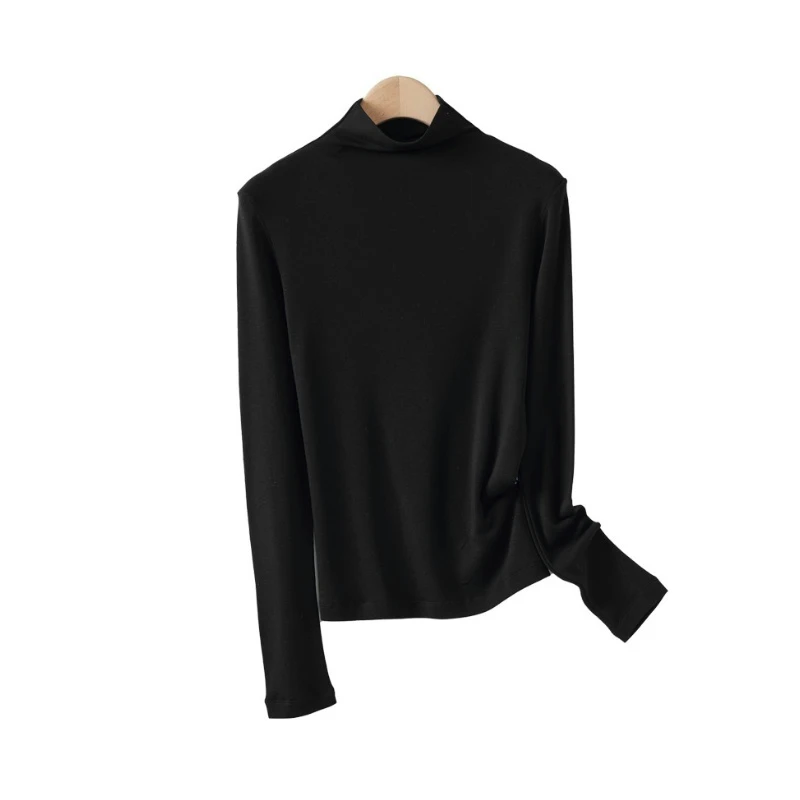 2024新款桑蚕丝抓绒半高领秋冬百搭打底衫长袖绒衫显瘦修身上衣06