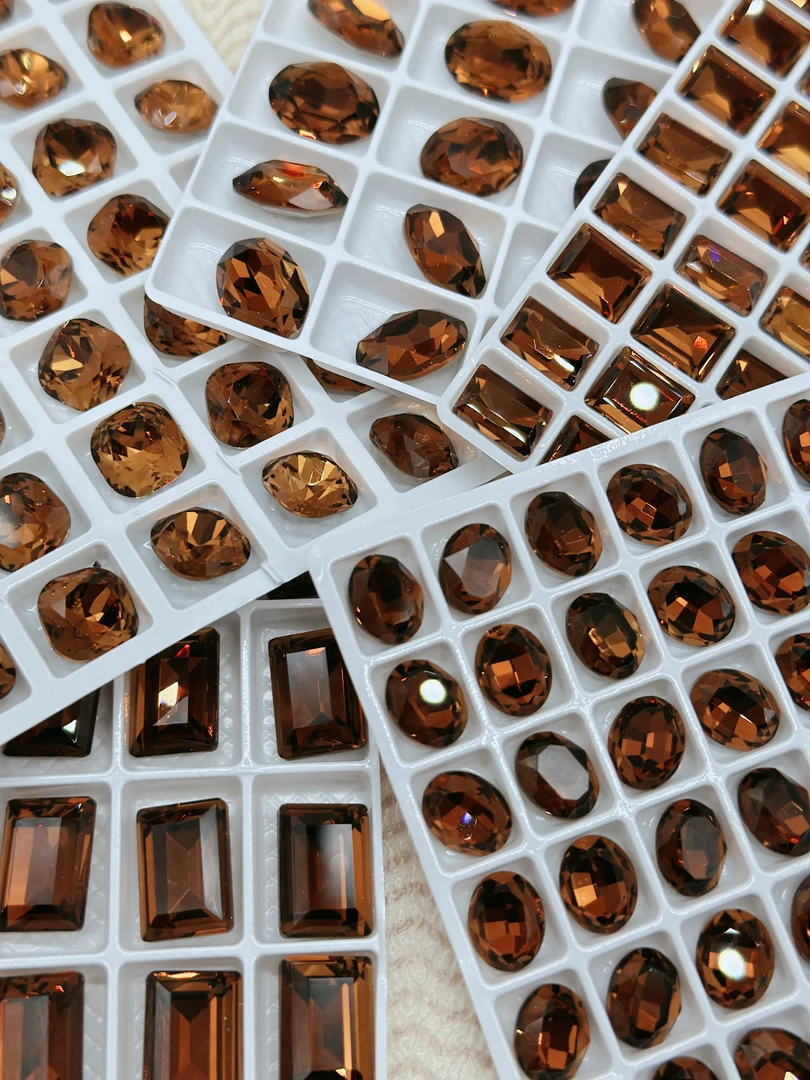 【美拉德琥珀色】美甲钻高品质尖底高闪高亮秋冬款饰品烟黄超闪爆闪