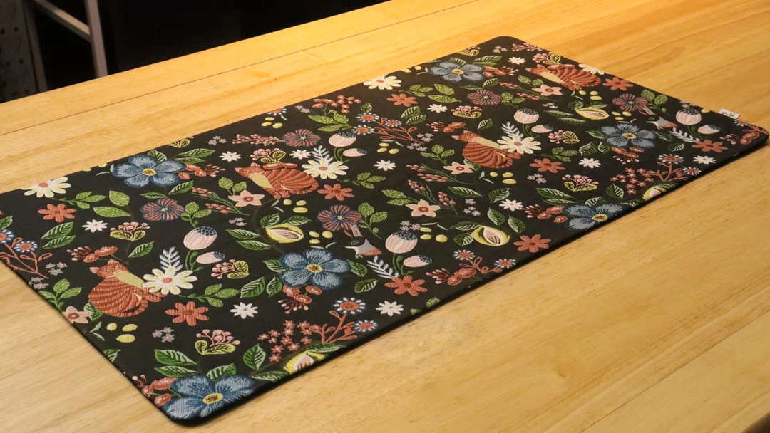 檀里村专属65x35茶席双层双面黑底彩花猫