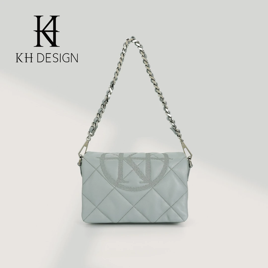 KH DESIGN明治女包腋下刺绣商场同款流利新款小香风皮链条K2504B