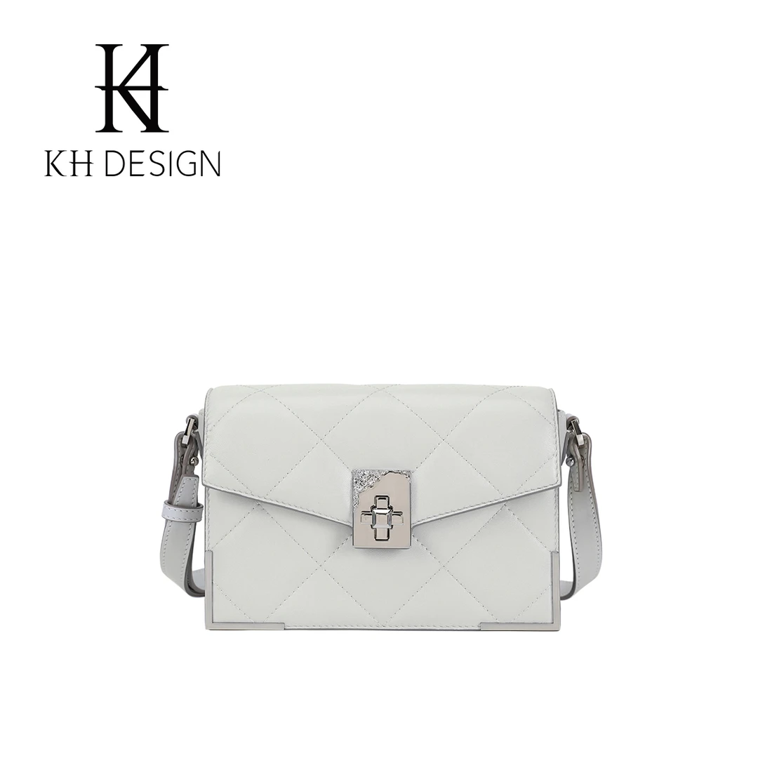 KH Design/明治时尚女士经典菱格小方包K2377