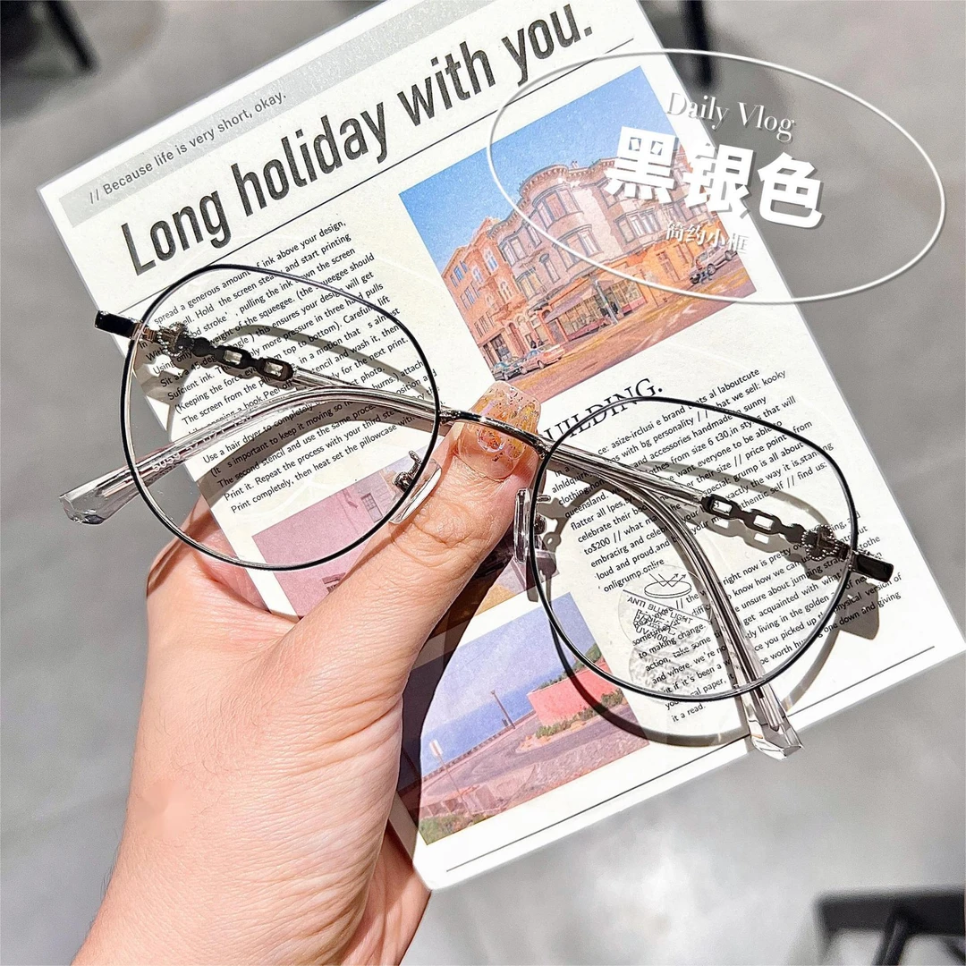 简约防蓝光眼镜女素颜超轻近视眼镜框时尚金属眼镜架百搭平光镜