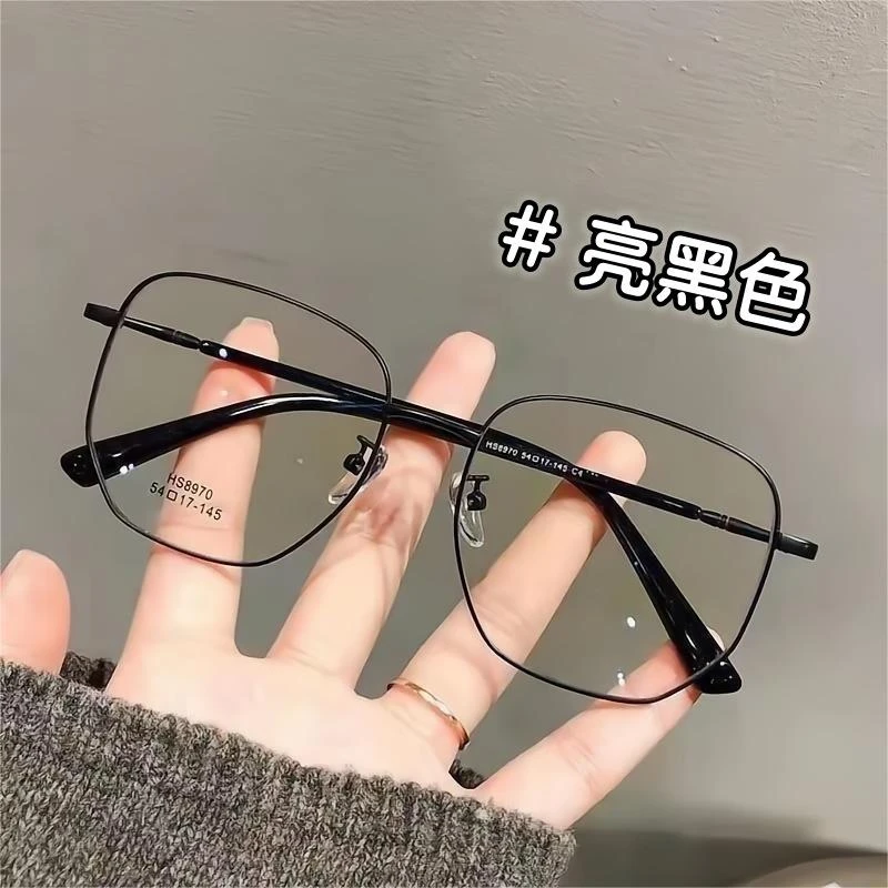 新款时尚超轻金属大框防蓝光抗辐射平光镜女高级感板材镜腿近视镜