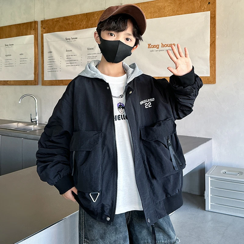 【2025春款上新】男童外套儿童韩版洋气连帽上衣中大童宽松春装潮流