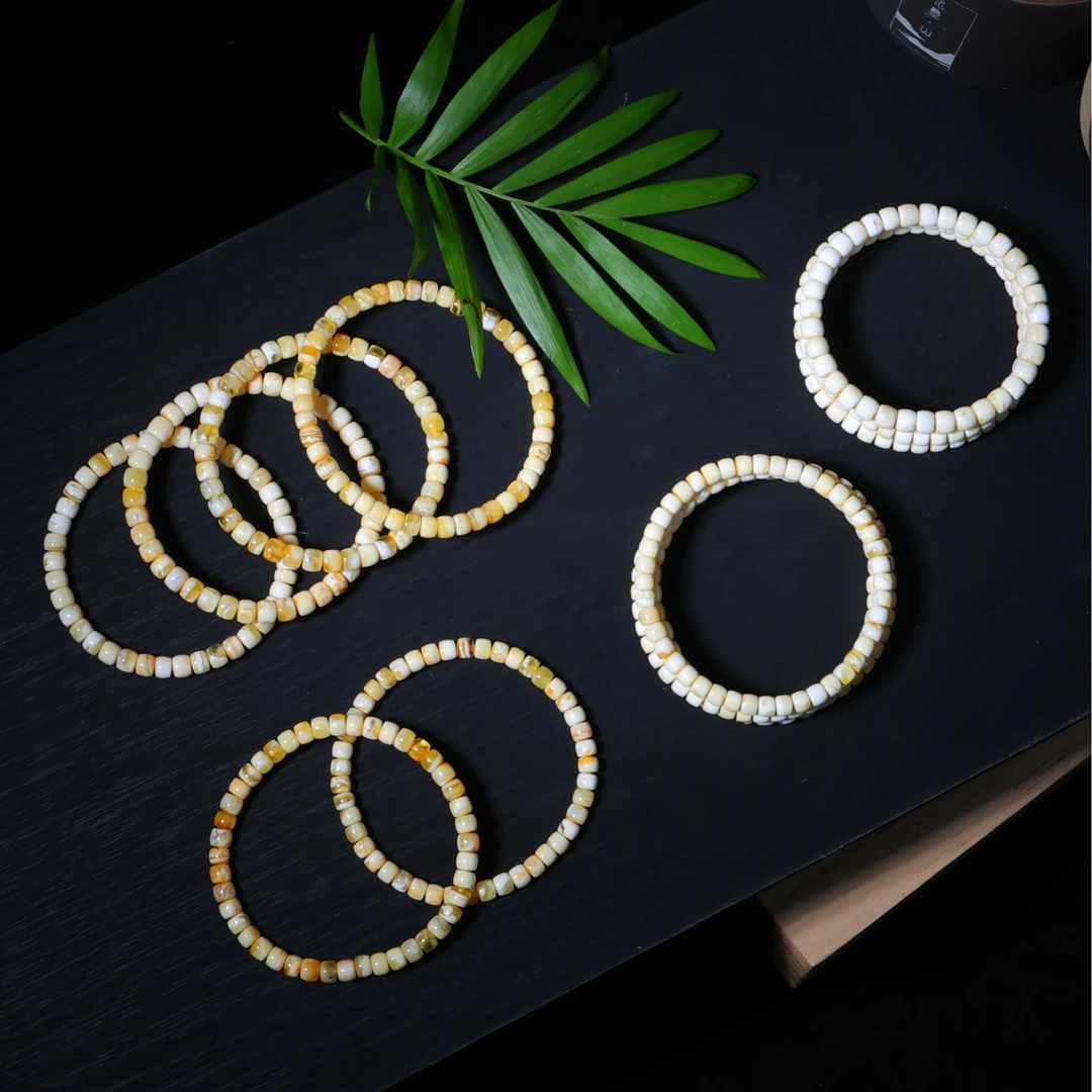 叠戴神器琥珀蜜蜡金瓷白沁精工直切手串女款时尚百搭配饰手串E200