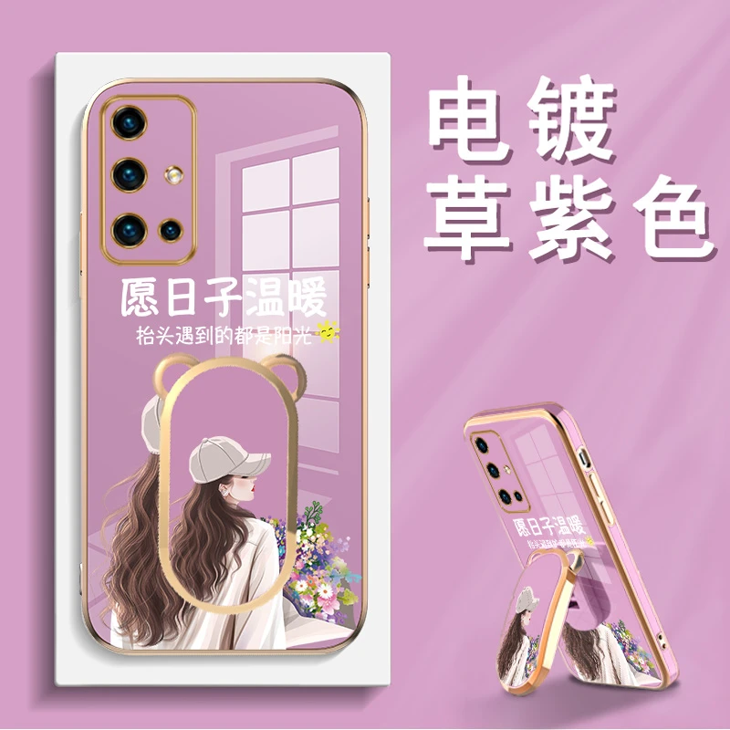 适用荣耀30s手机壳白帽女孩电镀硅胶软壳镜头全包防摔创意保护套