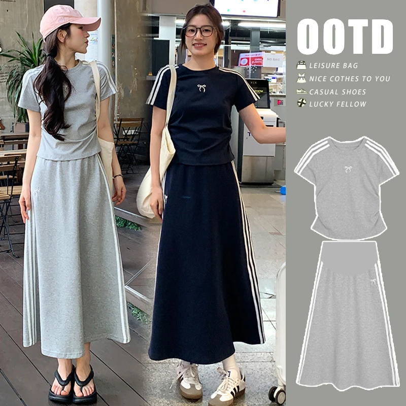 孕妇装夏款2024新款休闲夏季时尚洋气时髦小个子中长款大码半身裙