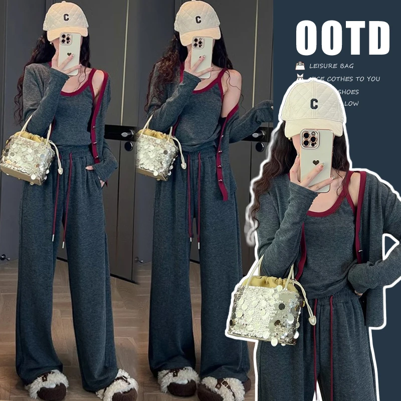 孕妇装秋季2024新品慵懒风显瘦时尚运动秋冬高腰休闲宽松三件套