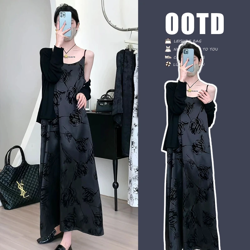 孕妇连衣裙夏装新款新中式复古宽松吊带长款夏季气质高级孕妇装