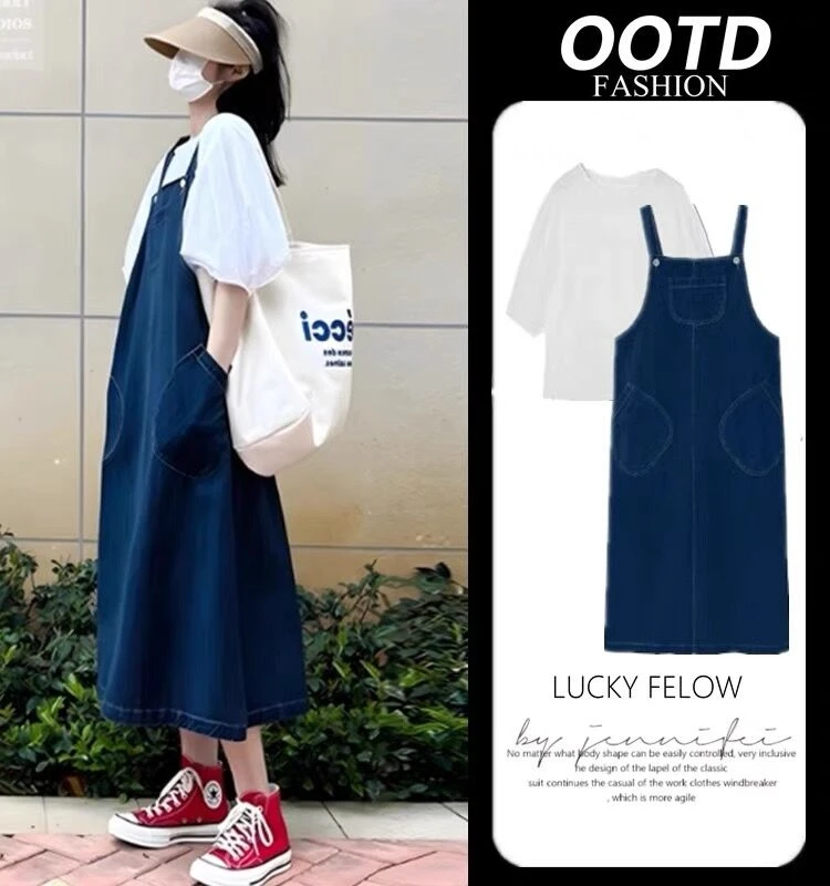 孕妇装背带连衣裙春夏季时尚韩版短袖设计感大码小个子减洋气龄