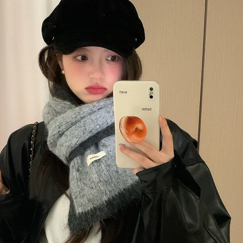 韩系高级感加厚保暖针织围巾女2025秋冬季含羊毛软糯围脖学生百搭